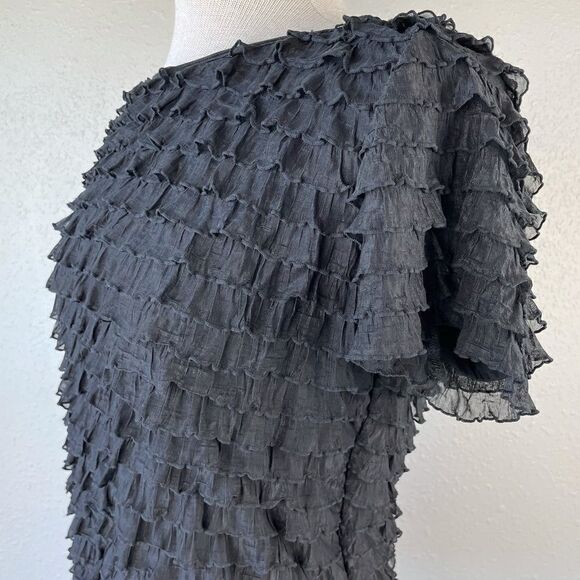 Cocoon Black Sleeveless Ruffled Blouse Top EUC - Picture 4 of 6